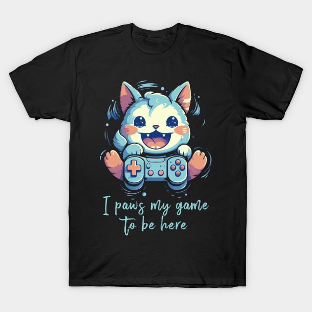 I Paws My Game Cat Gamer Gifts Funny Pun Gaming Cat Gamer T-Shirt by KsuAnn